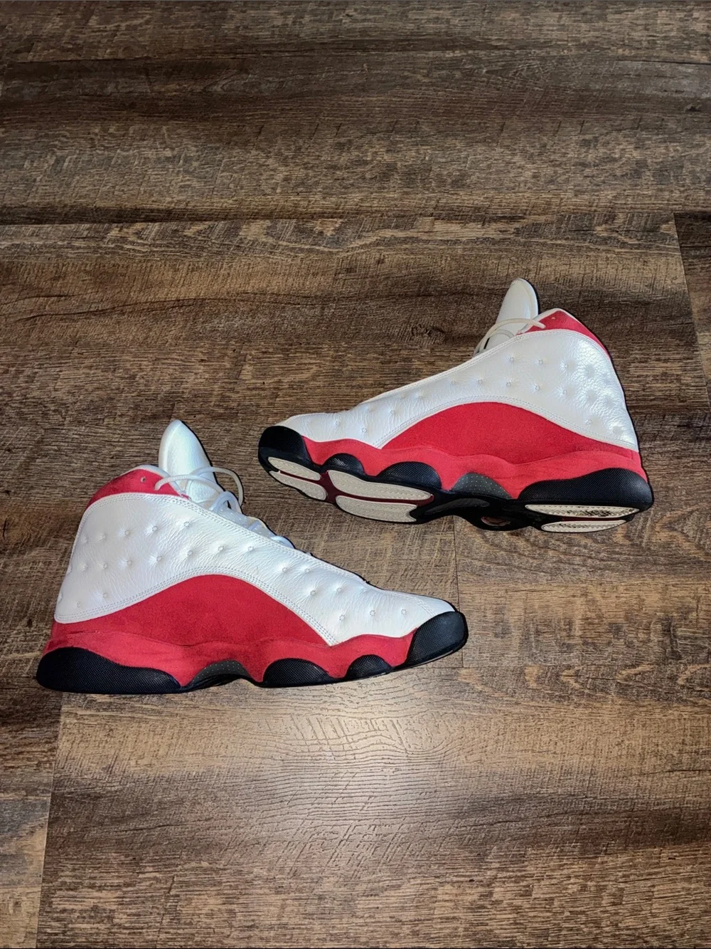 Jordan Chicago 13s White and Red Retro Basketball Sneakers